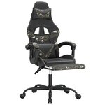 vidaXL Chaise de jeu pivotante repose-pied Noir camouflage Similicuir
