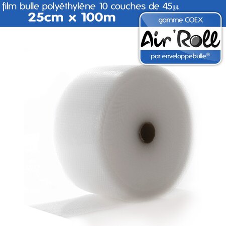 Lot de 6 rouleaux de film bulle d'air largeur 25cm x longueur 100m - gamme air'roll coex