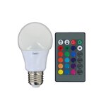 Ampoule led a60  culot e27  5w cons. (60w eq.)  lumière blanc chaud ou lumière rvb avec télécommande