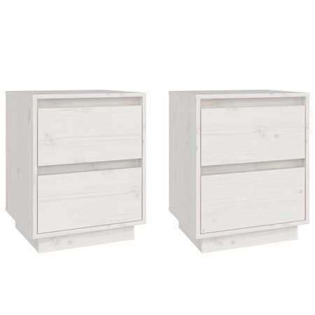 vidaXL Tables de chevet 2 Pièces Blanc 40x35x50 cm Bois de pin solide