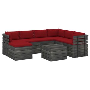 vidaXL Salon palette de jardin 8 Pièces avec coussins Bois de pin massif