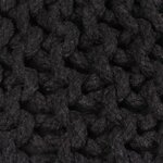 vidaXL Pouf tricoté à la main Coton 50 x 35 cm Noir
