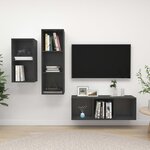 vidaXL Ensemble de meuble TV 3 Pièces Gris Aggloméré