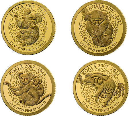 Monnaie en or 10 dollars g 0.5 millésime 2022 koala