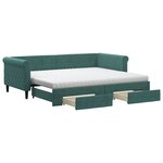vidaXL Lit de jour avec gigogne et tiroirs vert foncé 90x200cm velours