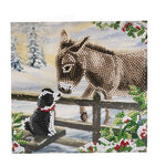 CRYSTAL ART Kit carte broderie diamant 18x18cm L'Âne et le chien