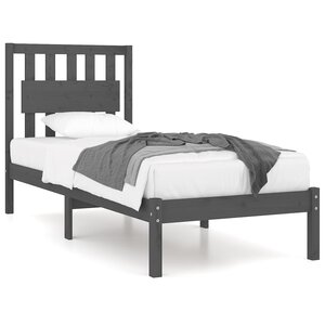 vidaXL Cadre de lit Gris Bois de pin massif 100x200 cm