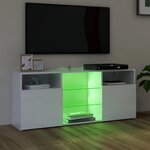 vidaXL Meuble TV avec lumières LED blanc brillant 120x30x50 cm