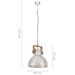 vidaXL Lampe suspendue industrielle 25 W Argenté Rond 40 cm E27