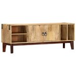 vidaXL Meuble TV 130x30x46 cm Bois massif de manguier brut