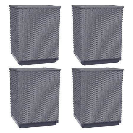 vidaXL Jardinières 4 Pièces gris foncé 30x30x37 cm polypropylène
