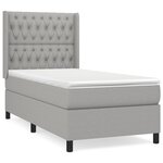 vidaXL Lit à sommier tapissier avec matelas Gris clair 100x200cm Tissu