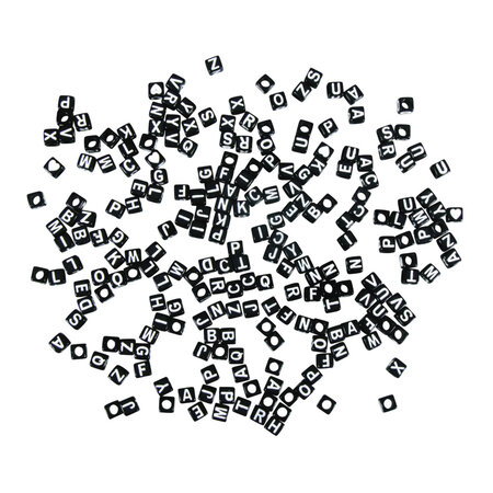 Perles plastiques à lettres  noir  5x5mm  40g