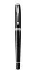 PARKER Urban Premium - Stylo roller, métal ébène ciselé, pointe fine, attributs chromés, recharge noire