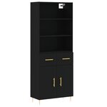 vidaXL Buffet haut Noir 69 5x34x180 cm Bois d'ingénierie