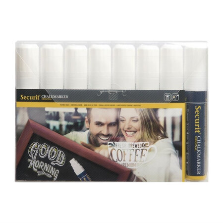 Marqueurs blancs effaçables pour ardoises 15 mm - lot de 8 - securit -  - plastique 145x20x150mm