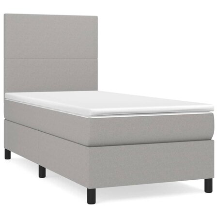 vidaXL Lit à sommier tapissier avec matelas Gris clair 100x200cm Tissu