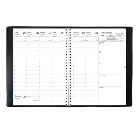 Agenda ministre spirale couv plast grainée noir 16 x 24 cm quovadis