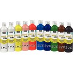 Carton de 10 flacons de 500 ml de peinture acrylique PEBEO ACRYLCOLOR couleurs standards