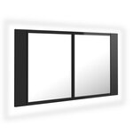 vidaXL Armoire à miroir de bain à LED Noir brillant Acrylique