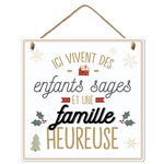 Plaque à suspendre noël famille heureuse