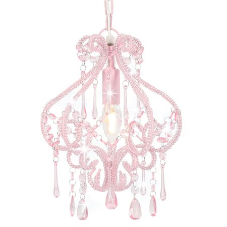 vidaXL Plafonnier avec perles Rose Rond E14