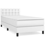 vidaXL Lit à sommier tapissier avec matelas Blanc 90x200 cm Similicuir