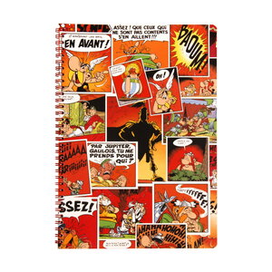 Cahier à spirales a4 - 100 pages lignées - astérix et obélix - bd rouge