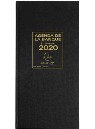 Agenda de bureau Agenda banquier long 2 volumes 340x160 mm Noir EXACOMPTA