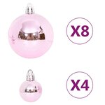 vidaXL Ensemble de boules de Noël 65 Pièces Rose / Rouge / Blanc