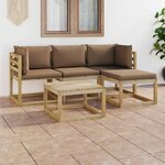 vidaXL Salon de jardin 5 Pièces avec coussins taupe
