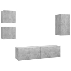 vidaXL Ensemble de meuble TV 5 Pièces Gris béton Aggloméré