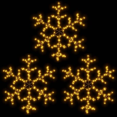 vidaXL Flocons de neige de Noël avec LED 3 Pièces Blanc chaud 59x59 cm
