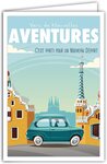 Carte Départ Vers de Nouvelles Aventures Voiture avec Enveloppe 12x17 5cm