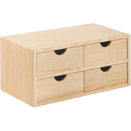 Mini rangement bloc en pin brut ave tiroirs 4 tiroirs