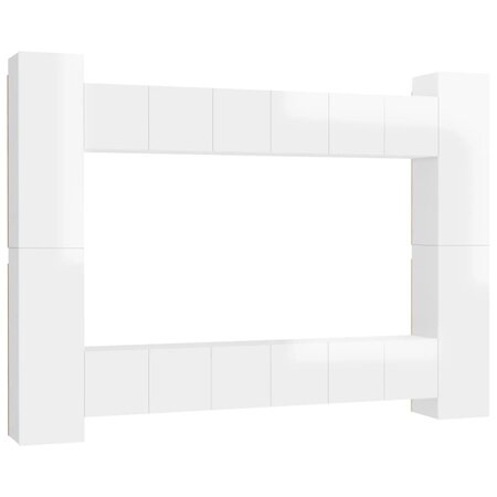 vidaXL Ensemble de meubles TV 10 Pièces Blanc brillant Aggloméré