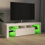 vidaXL Meuble TV avec lumières LED Blanc brillant 140x36 5x40 cm