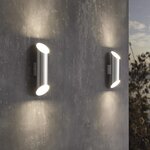 Eglo lampe murale led d'extérieur agolada 2x3 7 w argenté