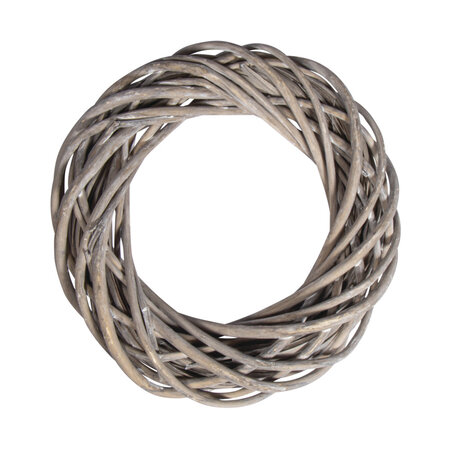 Couronne en osier balayé  gris argenté  ø 25cm x 6cm