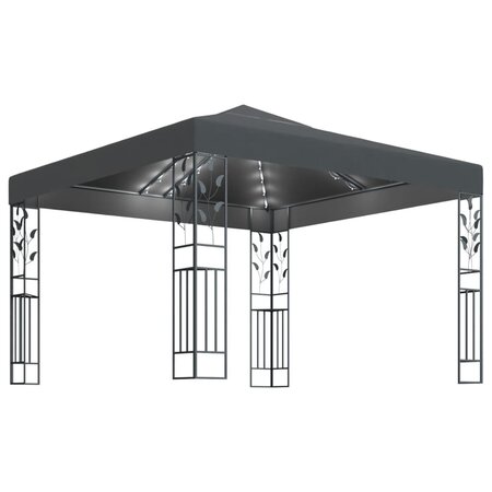 vidaXL Tonnelle avec guirlande lumineuse à LED 3x3 m Anthracite