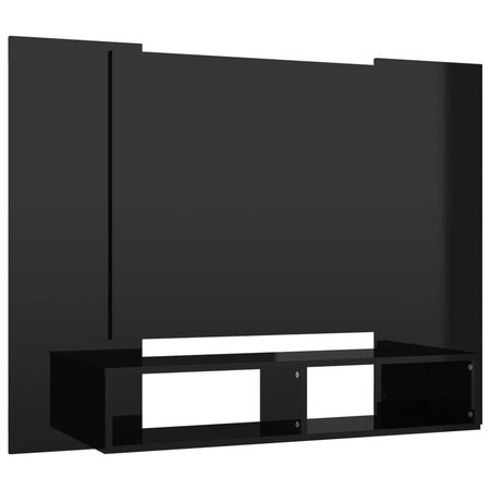 vidaXL Meuble TV mural Noir brillant 120x23 5x90 cm Aggloméré