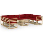 vidaXL Salon de jardin 10 Pièces avec coussins bois de pin imprégné