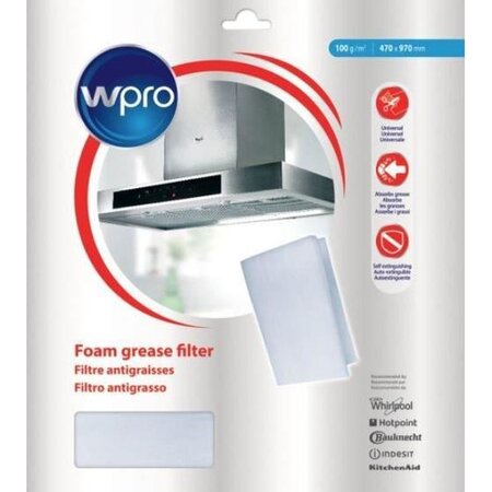 WPRO UGF018 - Filtre de hotte a graisse universel : dim 470 x 970 mm 100 g/m2