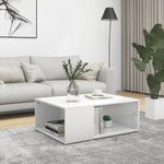 vidaXL Table basse Blanc brillant 90x67x33 cm Aggloméré