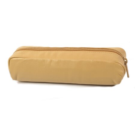 Trousse fourre tout rectangle 20 x 4.5 x 6 cm cuir  - beige