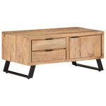 vidaXL Table basse 90x50x40 cm Bois d'acacia solide avec bord naturel
