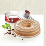 Tefal moule a savarin delibake en acier - ø 27 cm - rouge et gris - avec charniere