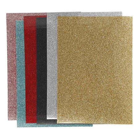 Flex - 6 Feuilles thermocollantes à paillettes colorées - 148 mm x 210 mm