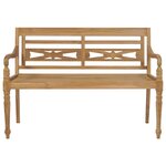 vidaXL Banc Batavia avec coussin noir 120 cm Bois de teck massif