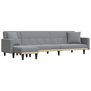 vidaXL Canapé-lit en forme de L gris clair 275x140x70 cm tissu